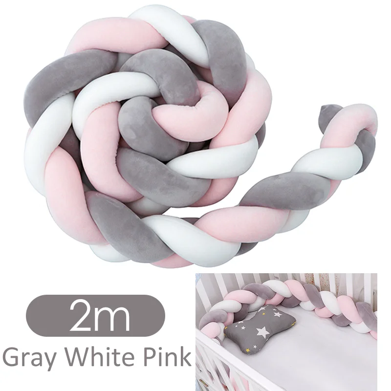 Fashionable 10-18 Plush Knot Baby Crib Bumper 1.5M/2M/3M Newborn Baby Bedding Set Children's Bed Nest Cot Protector Baby Stuff - Цвет: color 26