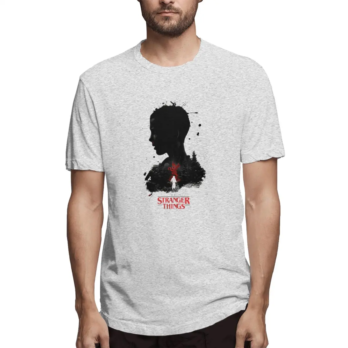 Stranger Things The Dark off white Men's Short Sleeve T-shirt 100 Percent Cotton Graphic Tshirt