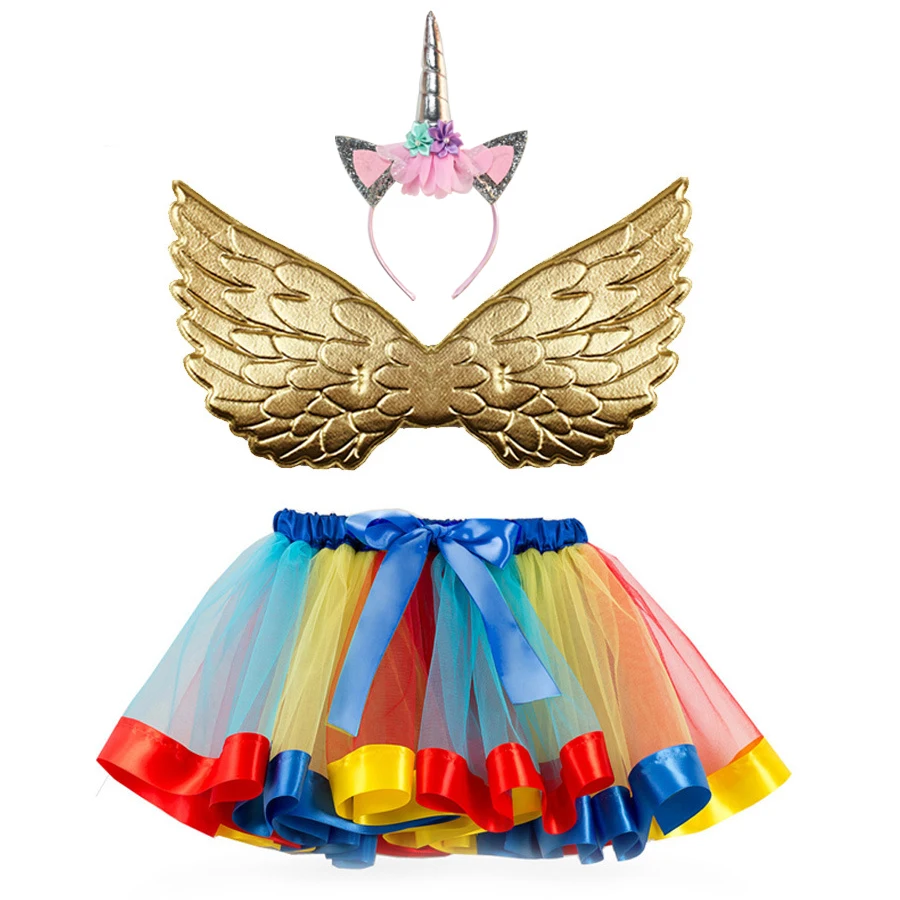 unicorn costume 08 Юбка-пачка+ крыло+ головной убор с рогом, детские костюмы на Хэллоуин для детей, новогодний и Рождественский костюм единорога для девочек - Цвет: unicorn costume 08