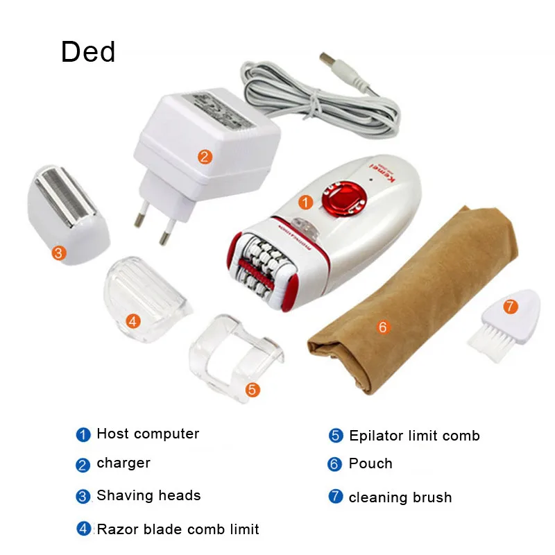 KM-2668 2in1 Women electric trimmer Shave hair removal Epilator callous Remover Velvet Smooth Waterproof Dual Head Hair Removal