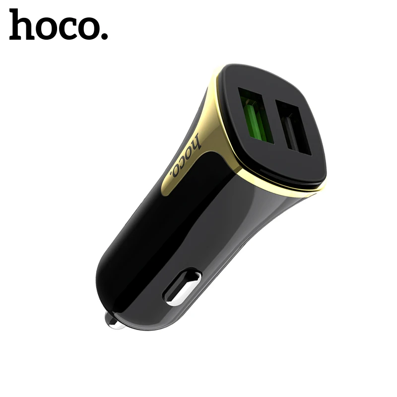 Hoco, автомобильное зарядное устройство, быстрая зарядка 3,0 А, быстрое зарядное устройство для samsung S10, Xiaomi, iphone, автомобильное зарядное устройство для телефона, 2 порта, USB, автомобильное зарядное устройство