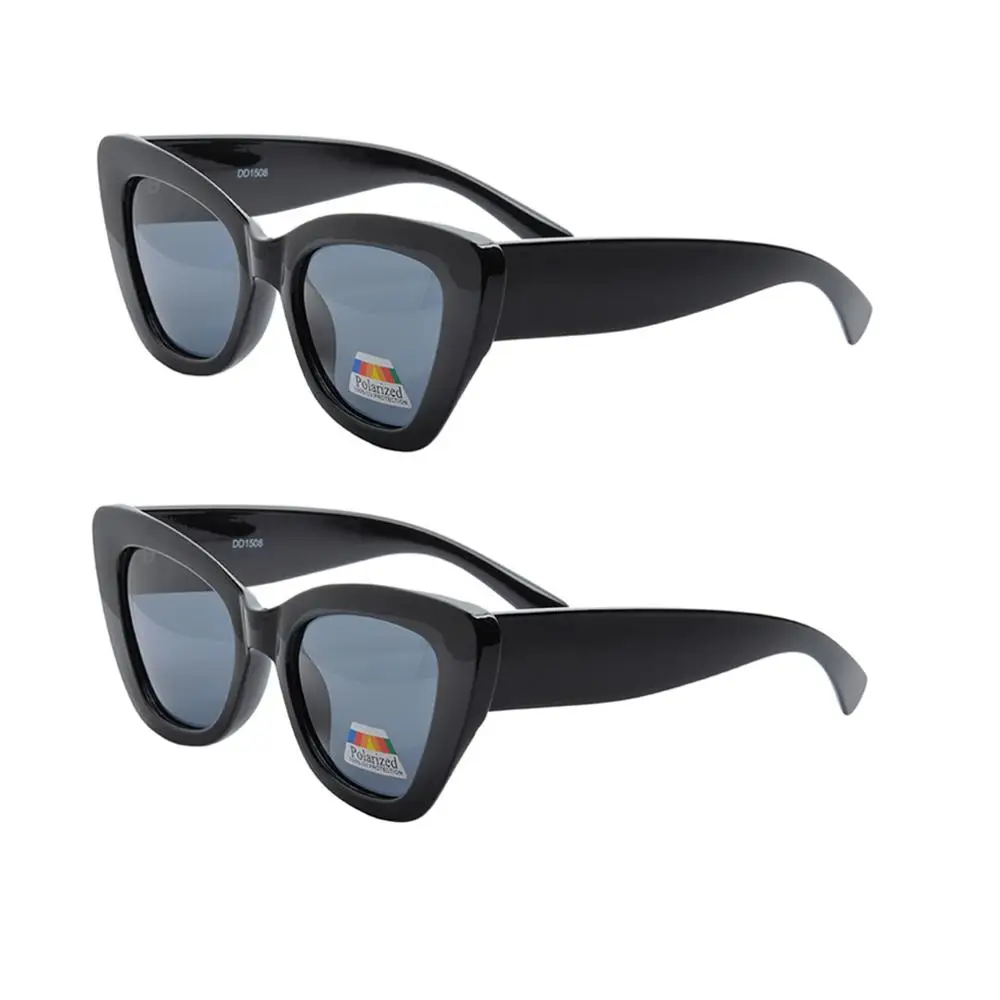 Gray Lens 2 шт., женские поляризованные солнцезащитные очки с защитой UV400, модные CATEYE солнцезащитные очки для женщин, Винтажные Солнцезащитные очки больших размеров, Классические солнцезащитные очки - Цвет линз: Gray Lens