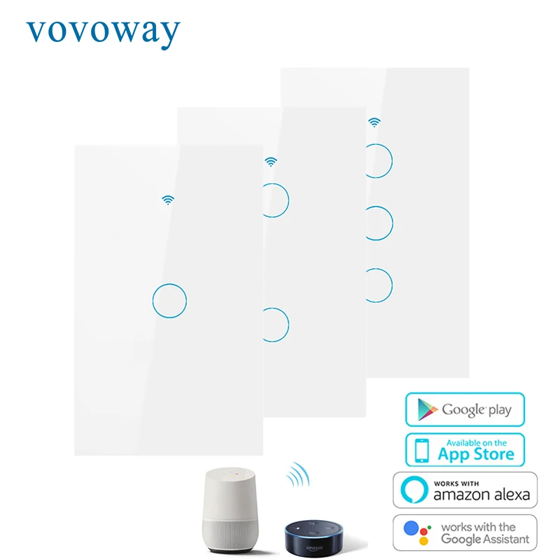 Smart touch switch US standard light switch 1gang2gang3gangWiFi network APP Smart remote control wall sticker installation