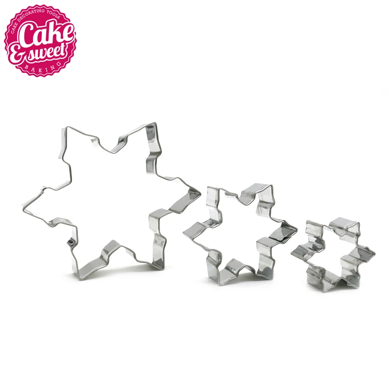 snowflake shape stainless steel cookie cutter fondant cake decorating tools A*