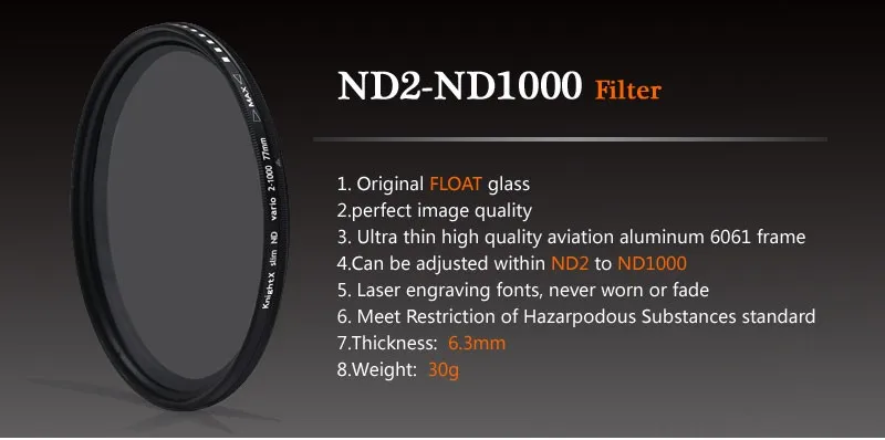 KnightX ND2 для ND1000 для canon nikon 24-105 d5300 200d 2000d 1300d 500d фотографии тонкий УФ-фильтр 49 мм 52 мм 55 мм 58 мм 62 мм 67 мм 72 мм 77 мм