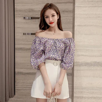 

COIGARSAM blouse women New Summer V-Neck blusas womens tops and blouses Orange Purple 9279