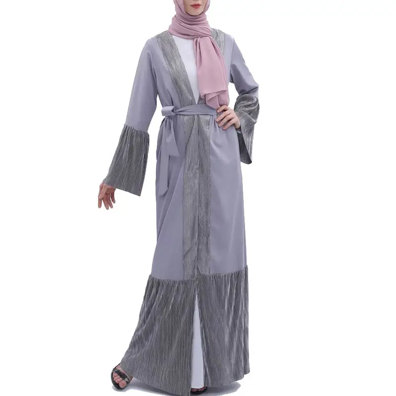 Gray MISSJOY Abayas для мусульманского праздника Рамадан женское платье кафтан лоскутное свободное турецкое элегантное женский халат Дубай Средний Восточный кардиган - Цвет: Gray