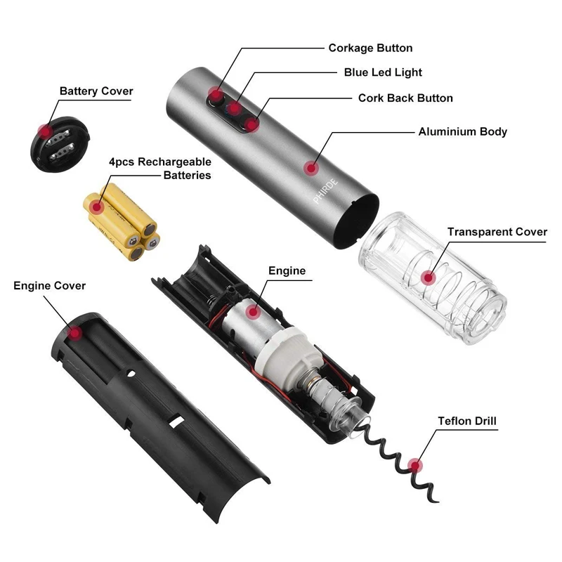 Новый оригинальный электрический штопор WALFOS для красного вина автоматический
