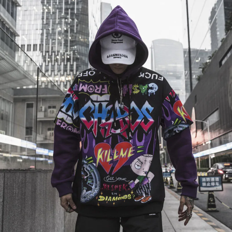 Осенние японские уличные каракули Harajuku толстовки Dhyana Swag Tyga худи Poleron Hombre