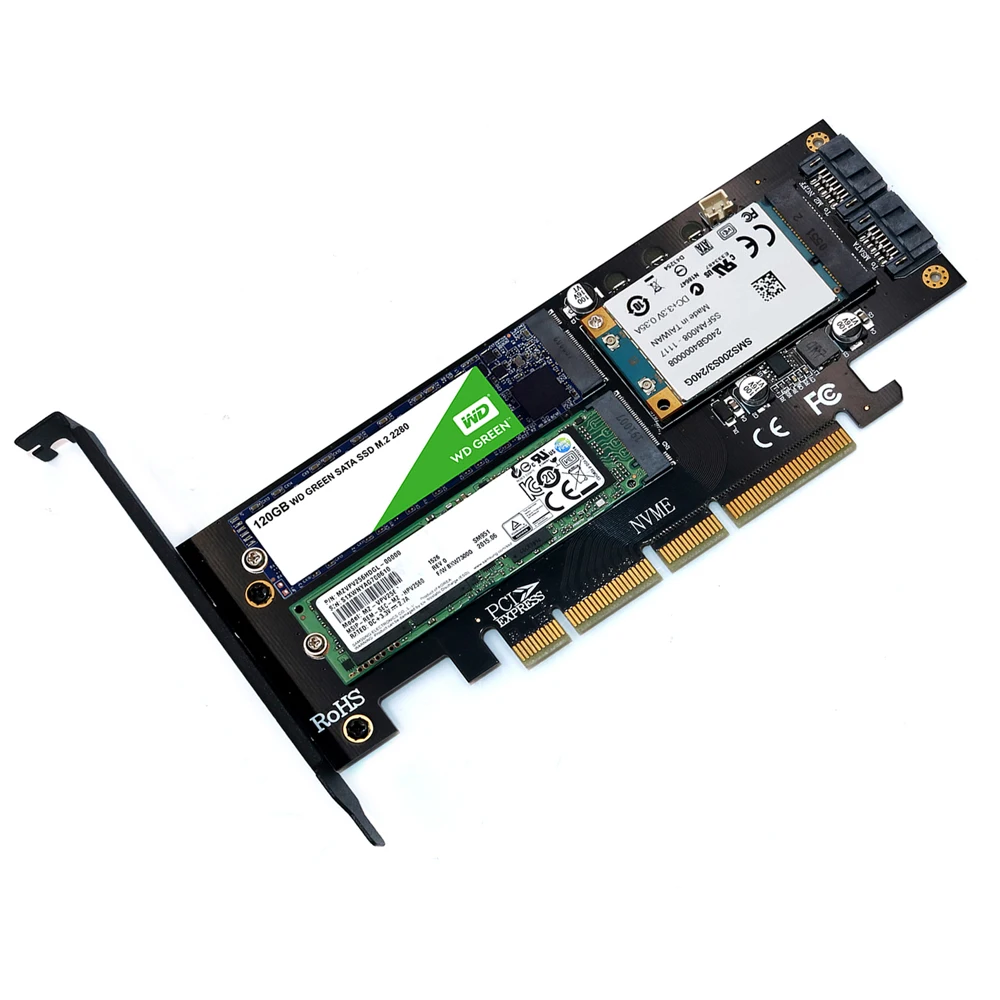 QINDIAN NVME M.2 NGFF MSATA SSD PCI Express Riser Card PCI-E PCI E PCIE to M2 адаптер M.2 Raiser M2 SATA адаптер M.2 SSD охлаждение