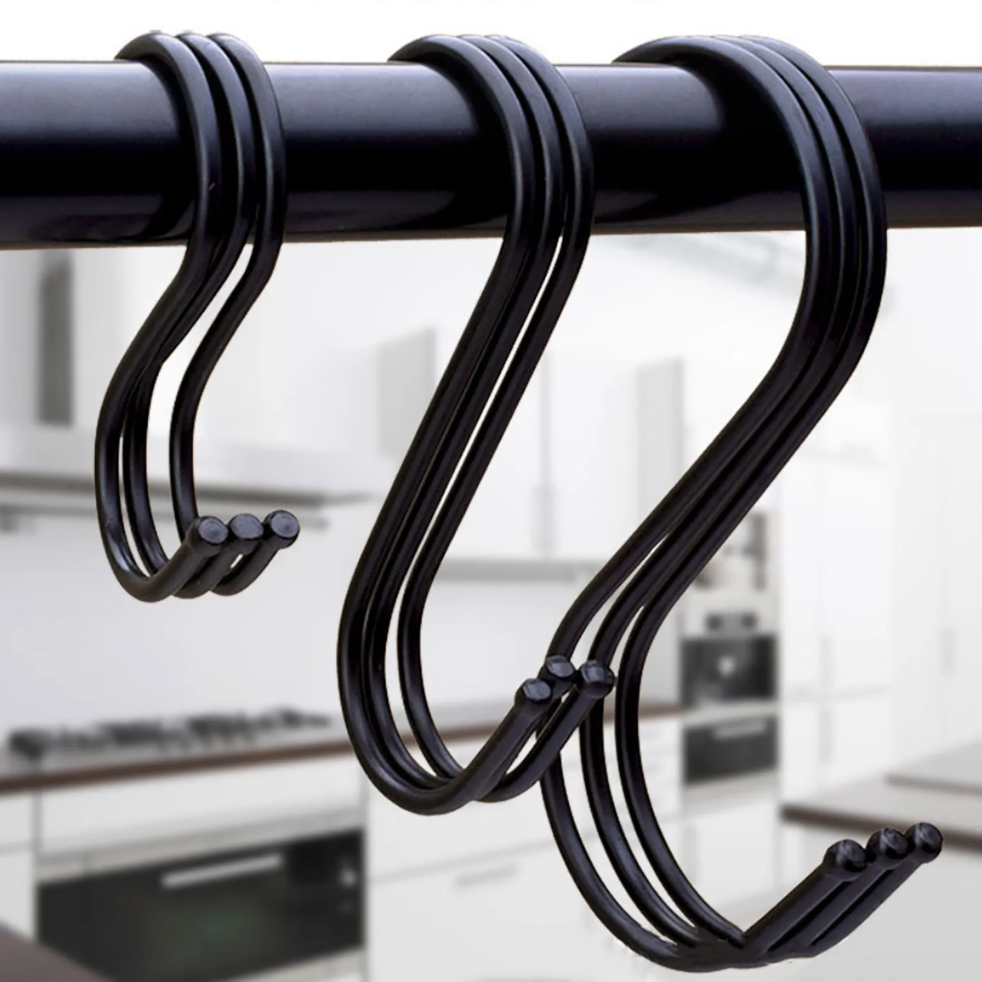 

10/6/2pcs Kitchen Hooks Hanging Metal Hook Black/silver Stainless steel closet organizer handbag holder useful Kitchen tools