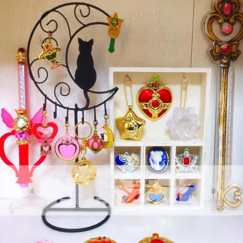 

26cm Anime Sailor Moon Luna Cat Cosplay Metal Black Jewelry Accessory Display Holder Stand Gift