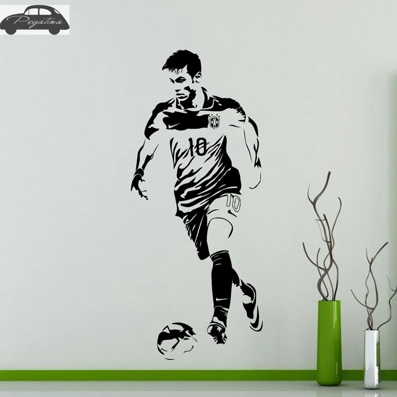 DCTAL Football Player Sticker Sports Soccer Decal Helmets Kids Room Name Posters Vinyl Wall Decals Neymar Football Sticker