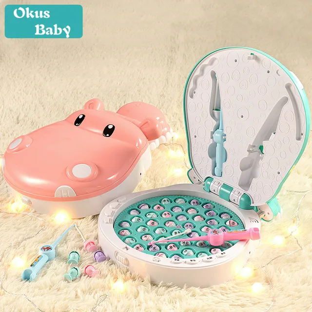 2020 Brand New Electric Magnetic Fishing Toy Music Light Play Interactive Educational Toys 1