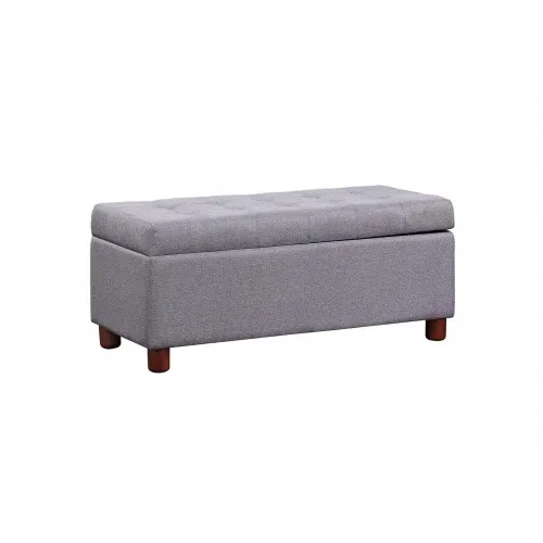 【USA in Stock】39'' Storage Bench Tufted Linen Fabric Ottoman Storage Bench Grey , free dropshipping  out door furniture 2