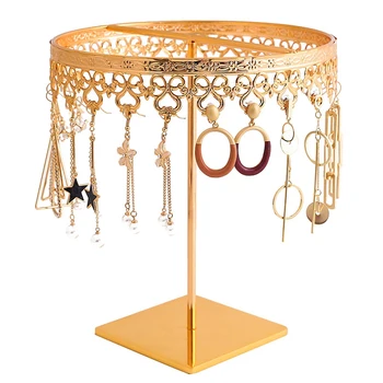 

Gold Jewelry Earring Holder Necklace Display Organizer Rack Large