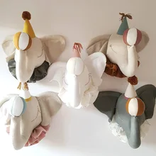 Tête d'éléphant de cirque nordique, lapin, Elk, dinosaure, licorne, jouets en peluche, décoration murale suspendue, décor de chambre d'enfant pour garçon et fille