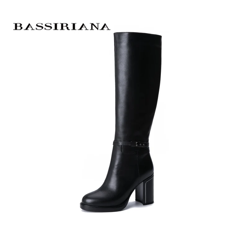BASSIRIANA новые женские зимние ботинки кожа шерсть кожа нескользкие высокие каблуки теплая и удобная мода - Цвет: 999