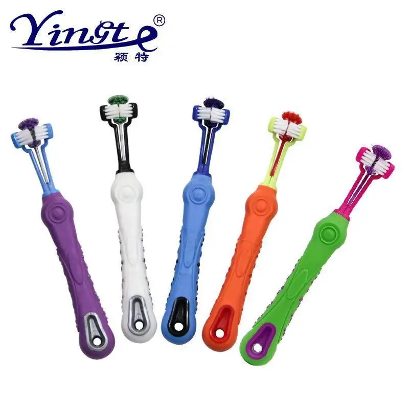 Pet Dog Cat Three-head Design Tootbrush Pets  Soft Toothbrush Dental Mouth Health For Puppy Kitten Pet Products Dogs Cats Supply