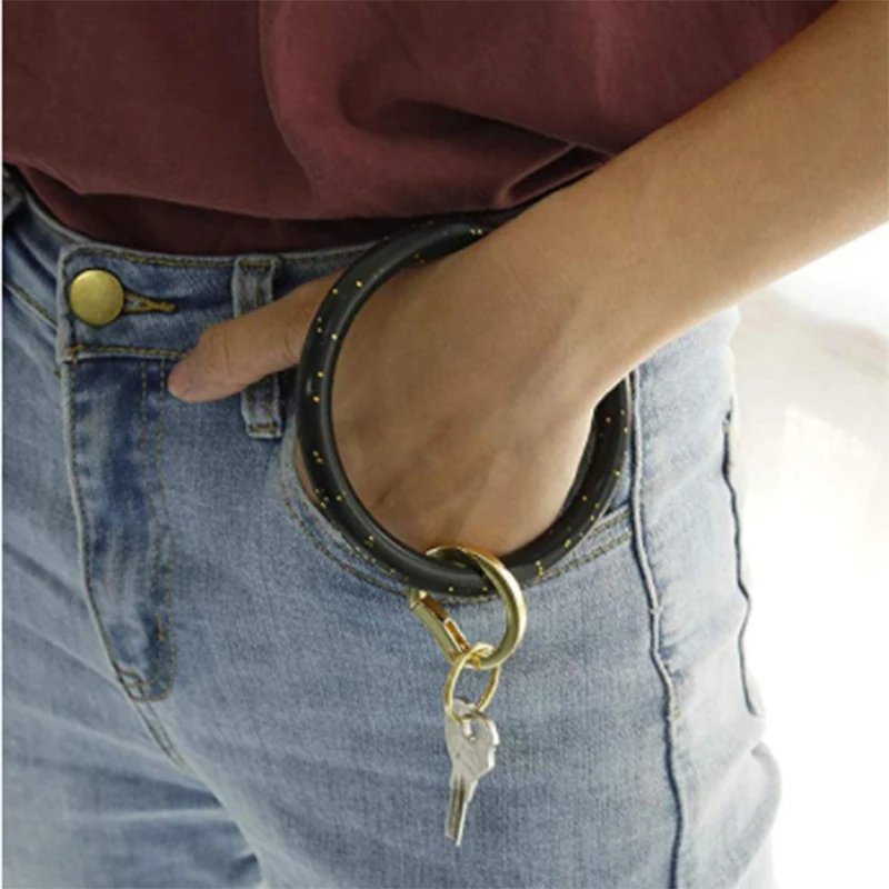 Кольцо для ключей Bracelat силикагель брелок для ключей для женщин девушек круглый брелок на запястье брелок-браслет