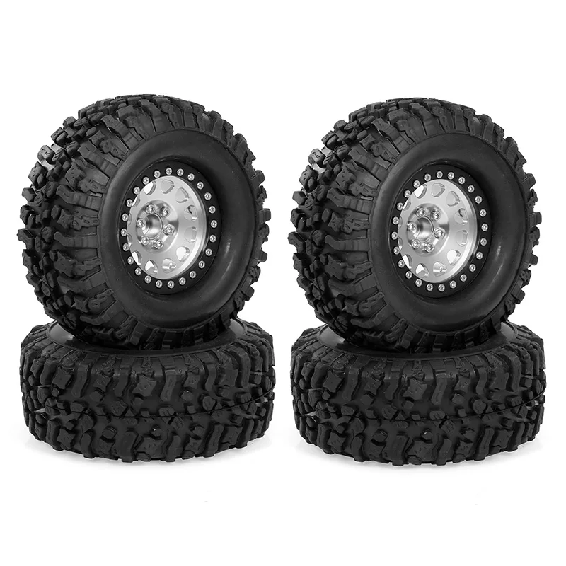 4Pcs High Grip 2.2 Inch Rubber Tire Alloy Beadlock Rims Wheel for Traxxas Trx4 Hsp Tamiya Axial Scx10 D90 RC Car | Игрушки и хобби