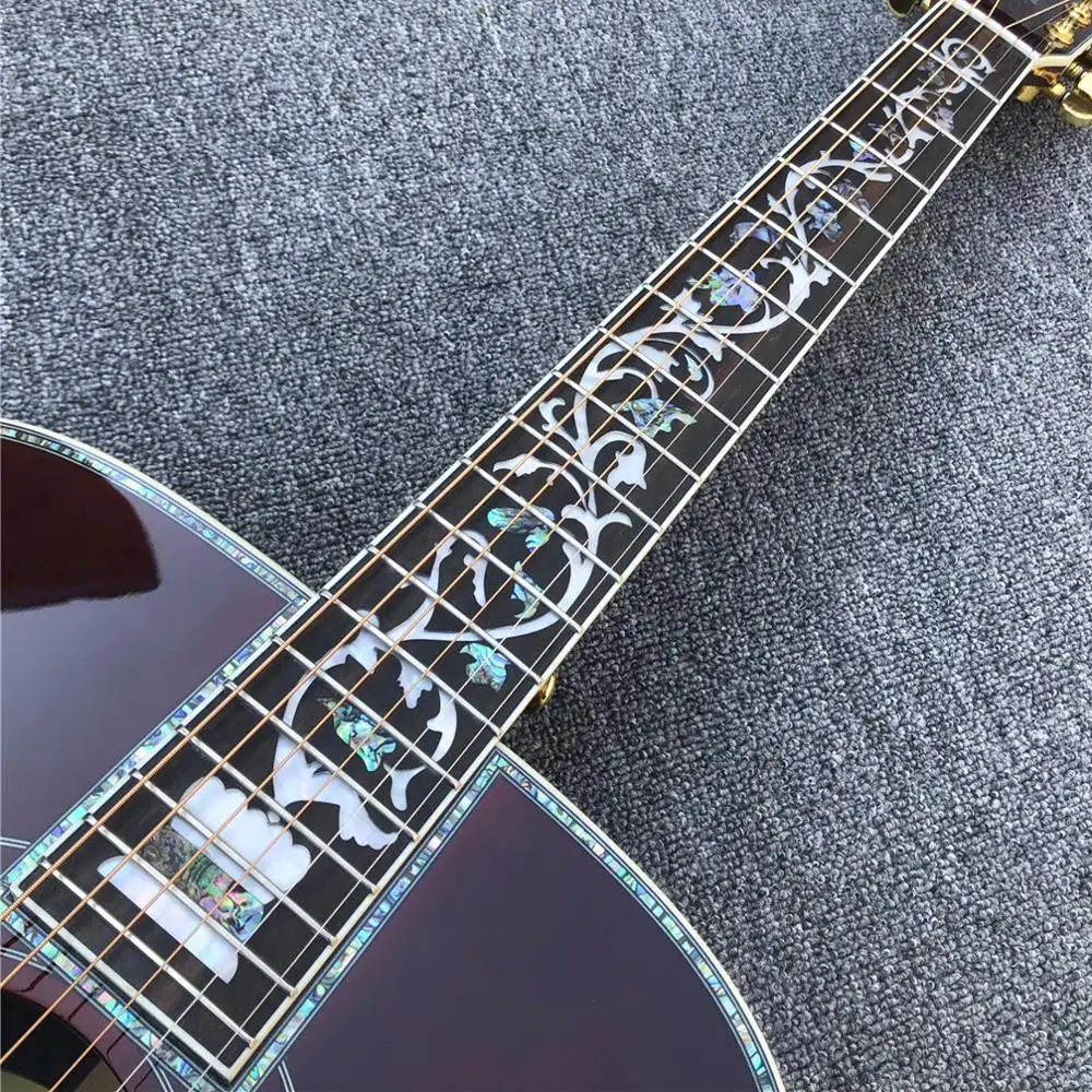 Sunburst solid spruce top 41 дюймов D стиль Акустическая гитара, Abalone связывание и вставки, гриф из черного дерева, гитара ra acustica