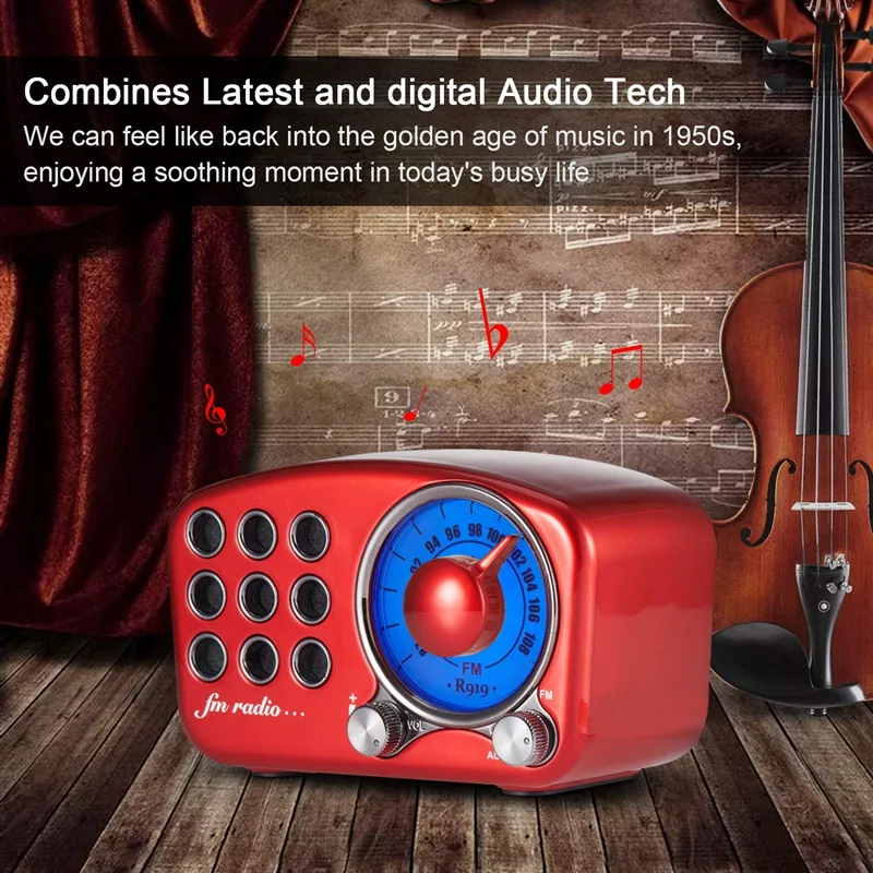 Винтажный радио Ретро bluetooth-динамик, усиленный бас, Громкая громкость, Bluetooth 4,2 беспроводное соединение, Tf карта и Mp3