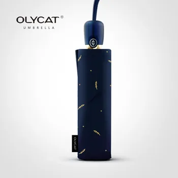 

OLYCAT Fully automatic triple-folding printed with wheatl fashion patterns wind and uv protection women's travel umbrella