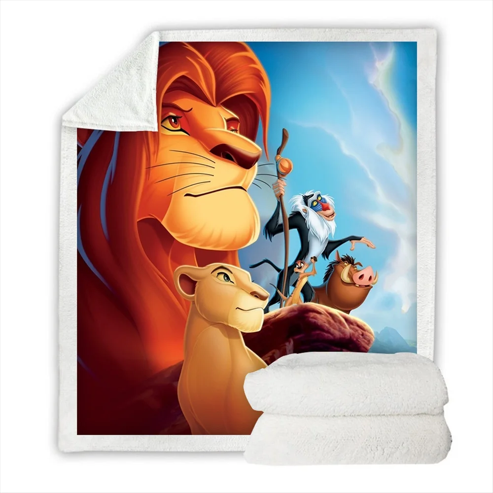 Disney-Couverture en peluche personnalisée de dessin animé pour enfants,  housse de canapé-lit, literie, bleu, Simba, roi, bébé, garçons, enfants