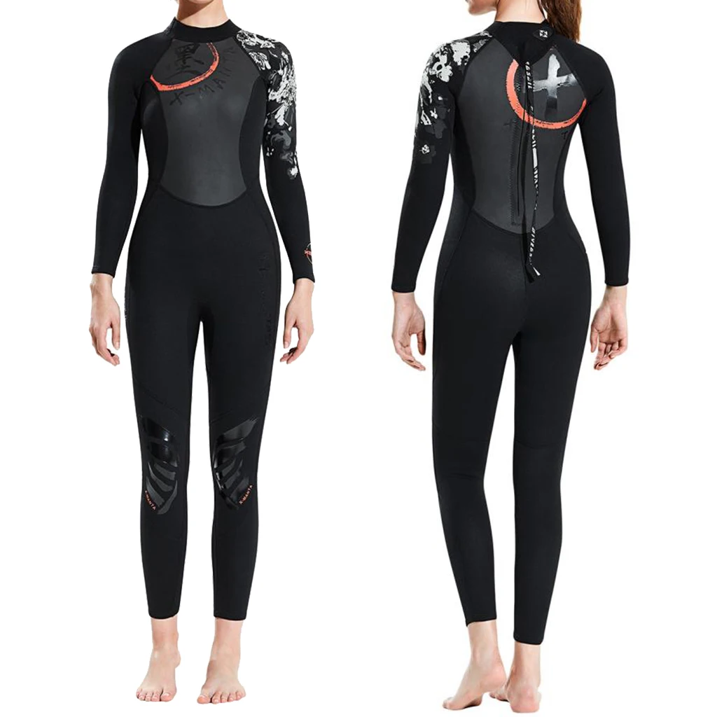 1Pc Women Wetsuit  Warm Wet Suit Jumpsuit Swimwear Back Zip Dive Suit Wetsuits for Water Sports