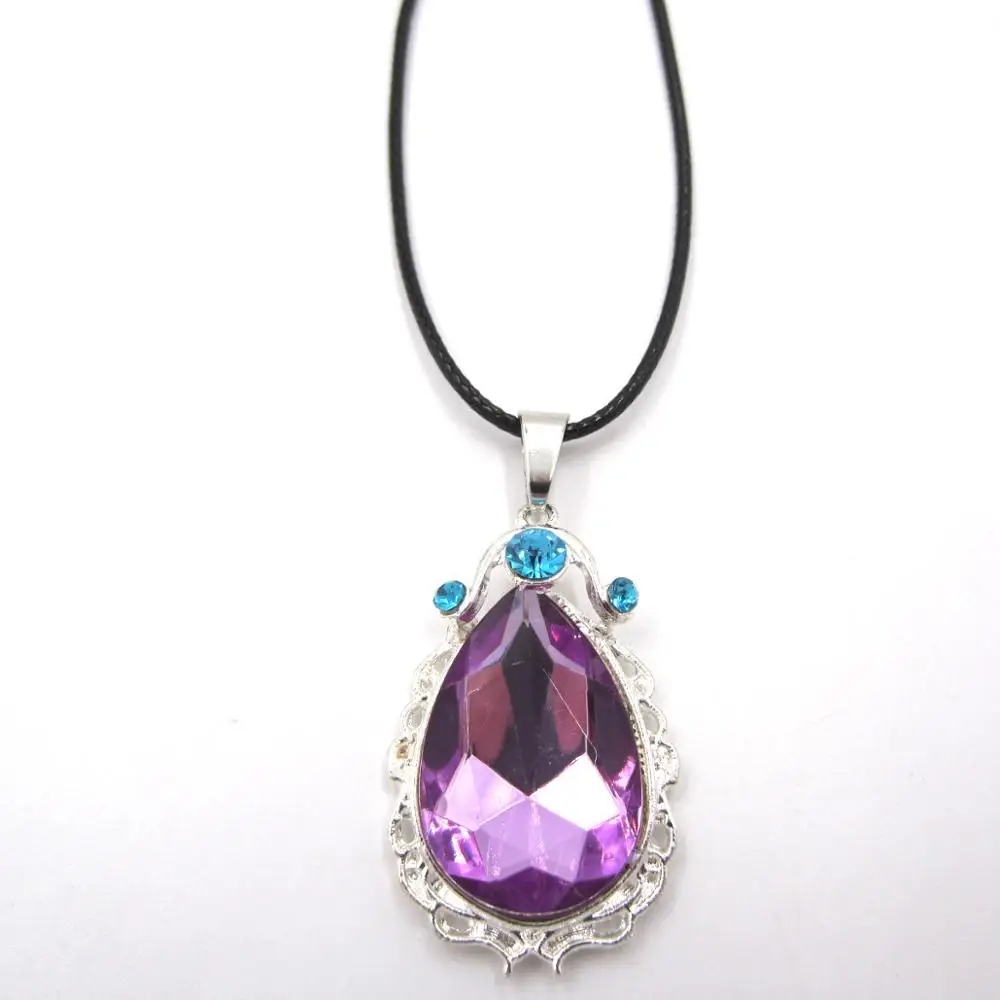 Горячее предложение, подарок на день рождения для девочек, фиолетовое ожерелье-Амулеты с каплевидными каплями, Принцесса София, первый кулон, ожерелье из искусственной кожи, ювелирные изделия