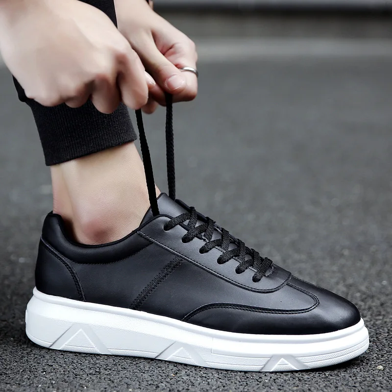 

2019 Winter Sports Footwear MEN'S SHOES Korean-style Elevator Shoes Pu Versatile Fashion Shoe Students Classic White