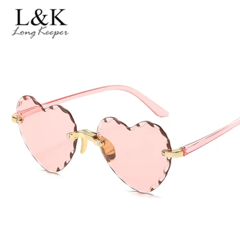 

LongKeeper Heart Shaped Sunglasses Women Brand Designer Fashion Rimless Sun Glasses Cute Sexy Retro Gradient Shades Eyewear