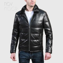 Novmoop умный Повседневный тонкий стиль норковый меховой воротник овчина натуральная кожа мужской пуховик piumino da uomo doudoune LT2835