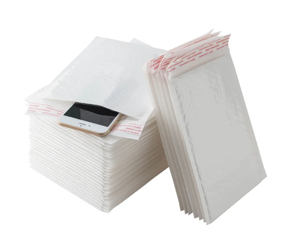 50pc Office Stationery Paper White Envelope Paper Bubble Bag Foam Collision Postage Delivery Bag Closet Organizer Storage Bags