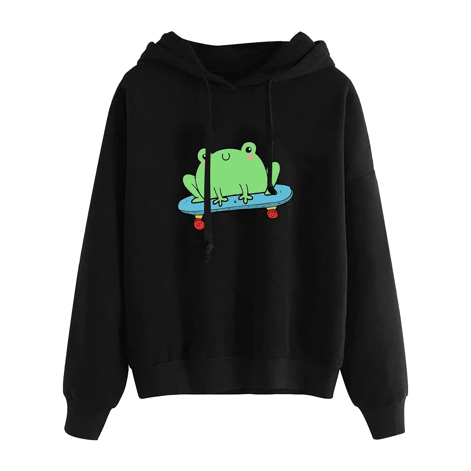 Women Hoodies Sweatshirt Harajuku Cartoon Frogs Print Long Sleeve Pullovers Top Autumn Winter Female Sweatshirts Sudadera Mujer 1
