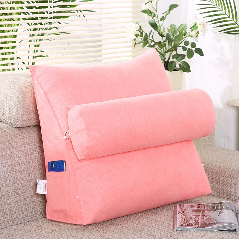 PINK Медленный лес, хлопок, лен, треугольная спинка, подушка для дивана, подушка для отдыха, Подушка для спины, большой размер - Цвет: PINK