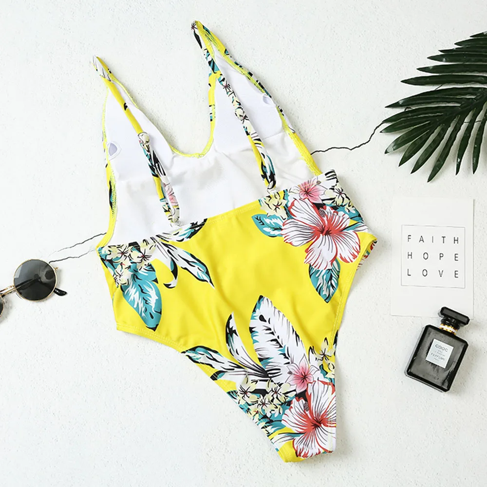 Женский купальник с цветочным принтом Mayo Maillot De Bain Femme сексуальный цельный