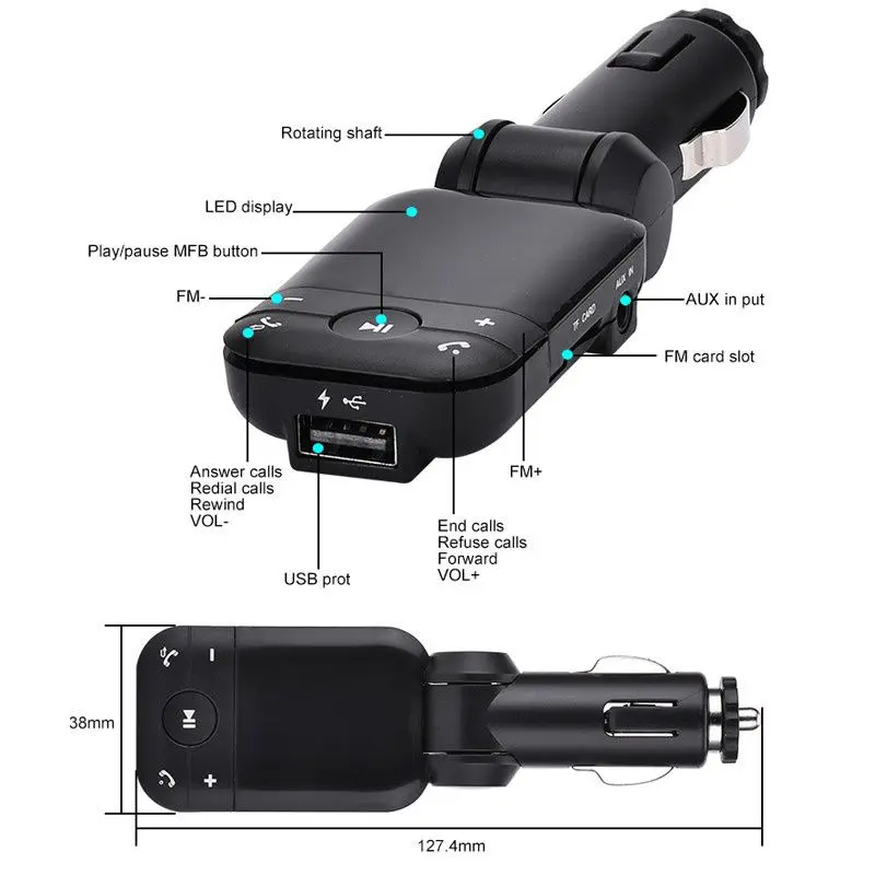 Универсальный Автомобильный MP3-плеер Bluetooth 3,0 автомобильный Bluetooth ручной телефон автомобильный адаптер Bluetooth черный