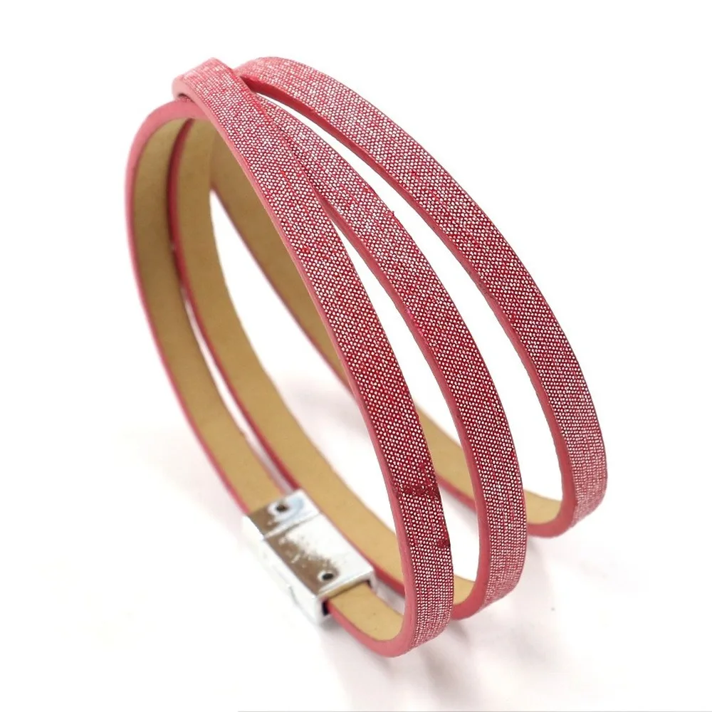 

Free shipping New Colorful Glitter PU Leather Multi-Layer Bracelet Women's Bracelet Accessories 7 Color Mixed Bangle HWASY1804