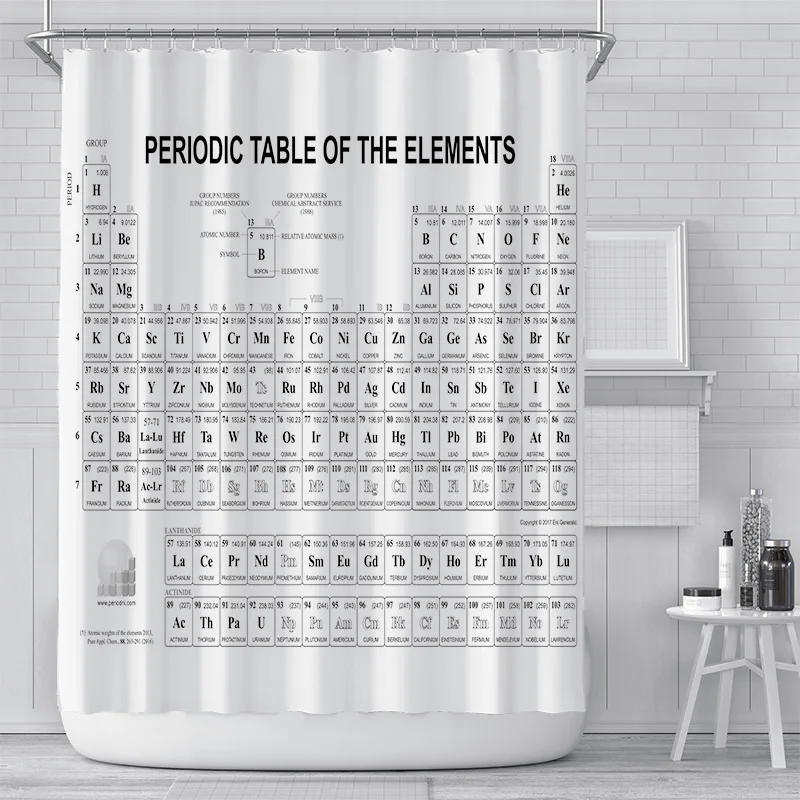 

Modern Design Fashion Personalized Art Periodic Table Waterproof and Anti-fog Shower Curtain Home Warm Design