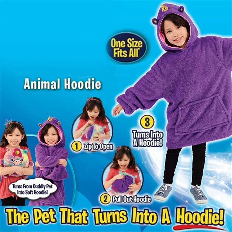 Najtaniej 2019 nowy ciepły koc dla dzieci bluza Pet Shaped Wearable Hoodie koszula nocna dla 8 lat i powyżej na prezent na boże narodzenie