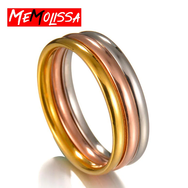 MeMolissa новые продукты 3 шт./компл. из нержавеющей стали трехцветные кольца набор