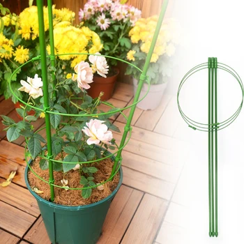 

2PCS 45cm Garden Plant Support Tomato Cage Climbing Plants Rack Plastic Coated Iron Plant Support Frame Flower Support
