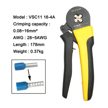

VSC11 16-4A 0.08-16mm2 26-5AWG Adjustable Precise Crimp Pliers Tube Bootlace Terminal Crimping Hand Tool HSC11 16-4A