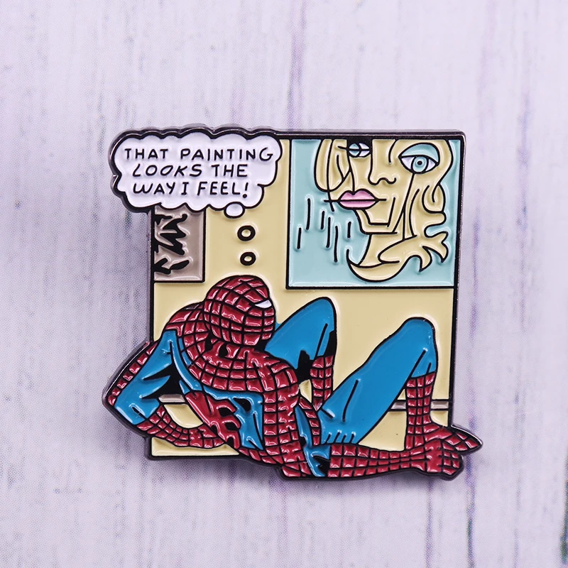 

Machine Man Spider Man that painting looks the way i feel enamel pin Spidey Feels brooch