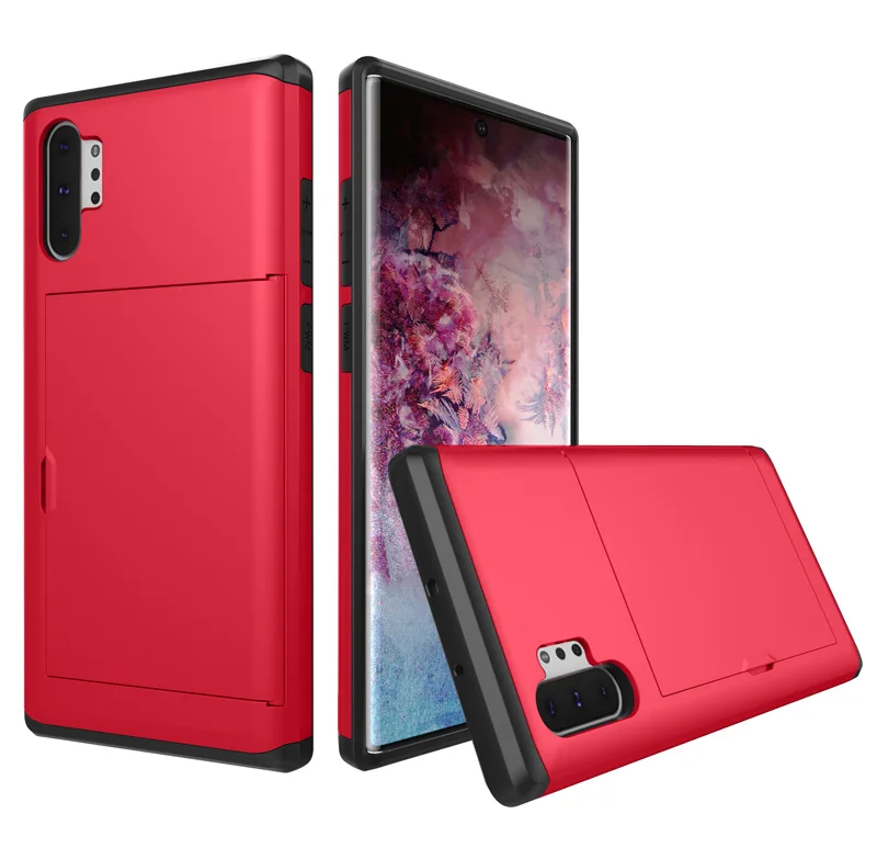 Роскошный бизнес-держатель для карт, чехол для телефона s для samsung Galaxy Note10 9 8 5 j7 j5, чехол, противоударный кредитный держатель для карт, твердая задняя крышка - Цвет: Red