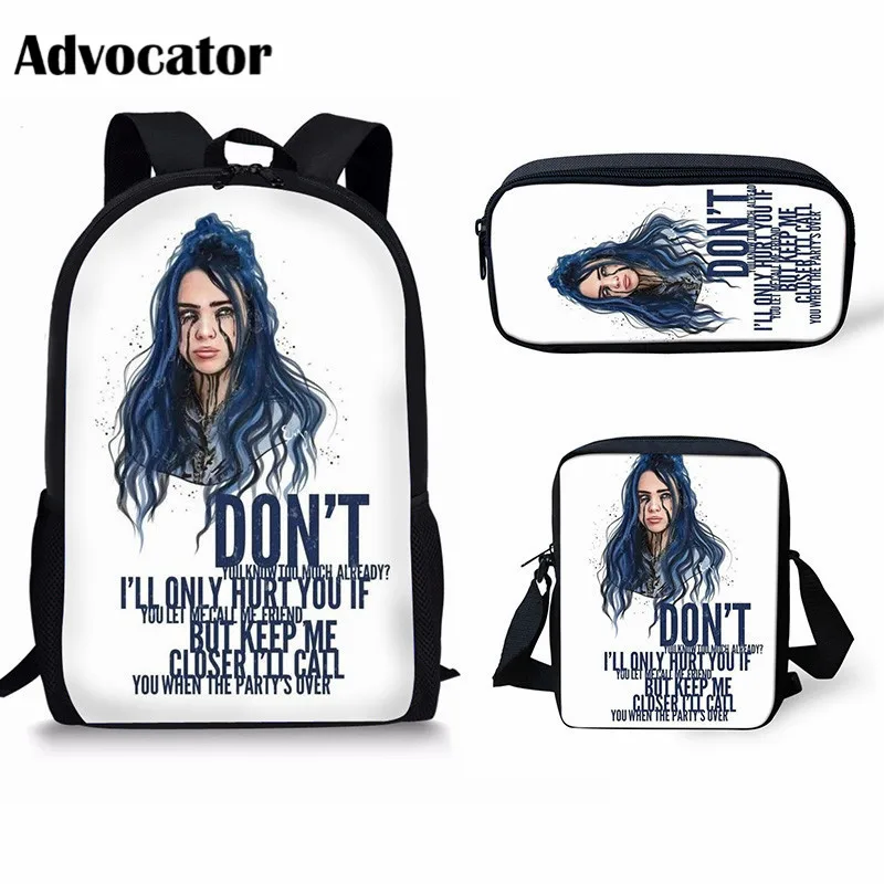 ADVOCATOR BAG ADVOCATOR 3 шт./компл. Billie Eilish шаблон школьные сумки набор для подростков студентов детский рюкзак для мальчиков сумка-портфель - Цвет: ADVOCATOR BAG