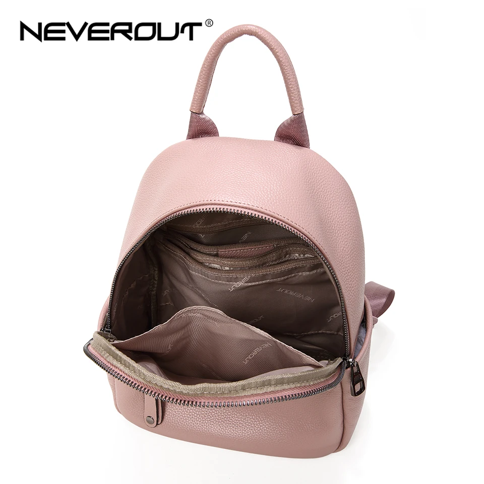 Женский рюкзак NEVEROUT черный из натуральной кожи на молнии|Рюкзаки| |