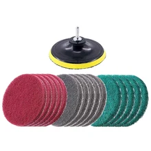 Tampons à récurer, 5 pouces, 16 pièces, 3 couleurs différentes, perceuse, brosse électrique, tampons à récurer, Kit de nettoyage, tampons de polissage abrasifs